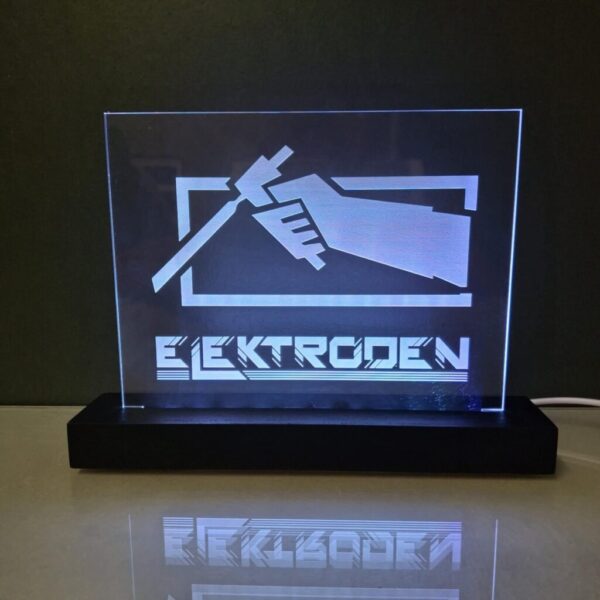 Ξύλινο φωτιστικό LED RGB Plexiglass με μαύρη βάση για την εταιρεία ELECTRODEN